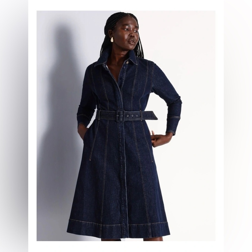 Indigo midi shirt dress